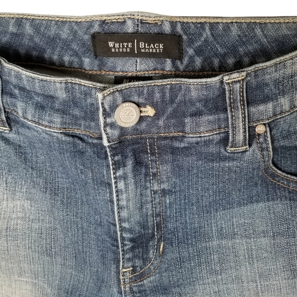 WHBM Blanc Mid Rise Flare Leg Blue Denim Jeans 8R - Picture 5 of 12
